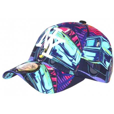 Casquette NY Bleue et Violette City Pop NY Baseball CASQUETTES Hip Hop Honour