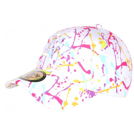 Casquette NY Blanche et Rose Design Tags Streetwear Baseball Paynter CASQUETTES Hip Hop Honour