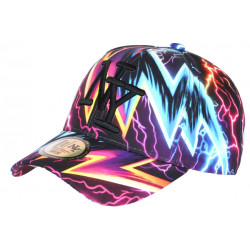 Casquette NY Bleue et Violette Print Eclairs Streetwear Baseball Stormy CASQUETTES Hip Hop Honour