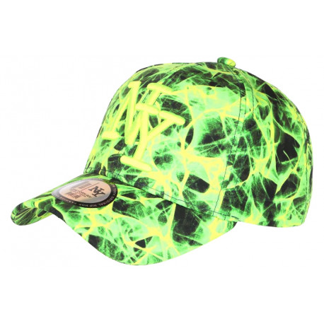 Casquette NY Vert Fluo et Noire Tendance Fashion Baseball Spydder CASQUETTES Hip Hop Honour