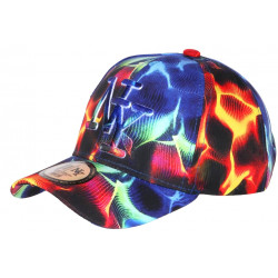 Casquette Enfant Orange Bleue Flammes Fire NY Baseball de 7 a 11 ans Casquette Enfant Hip Hop Honour