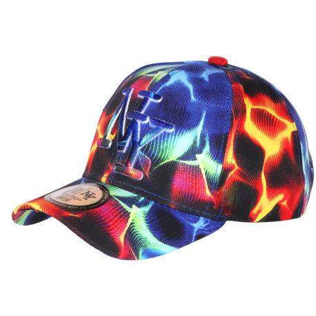 Casquette Enfant Orange Bleue Flammes Fire NY Baseball de 7 a 11 ans Casquette Enfant Hip Hop Honour