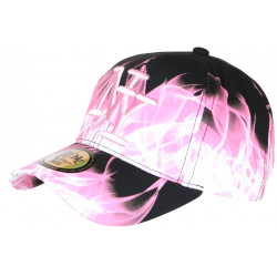 Casquette Enfant Rose et Noire Streetwear Fire NY Baseball de 7 a 11 ans Casquette Enfant Hip Hop Honour