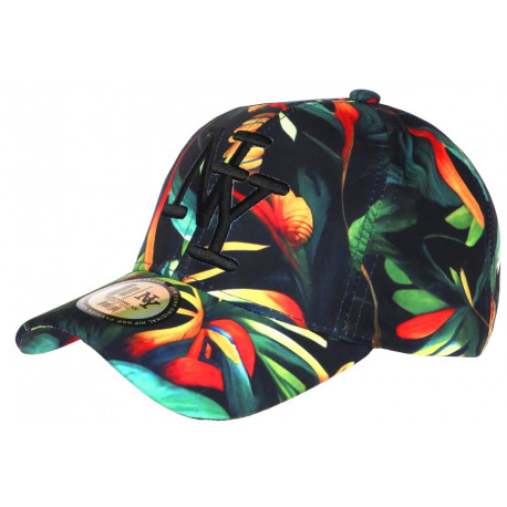 Casquette NY Orange et Verte Florale Fantaisie Baseball Phuket CASQUETTES Hip Hop Honour