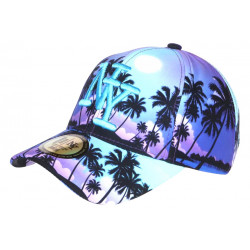 Casquette NY Bleue et Violette Palmiers Tropicale Copaka Baseball CASQUETTES Hip Hop Honour