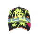 Casquette NY Jaune Fluo et Noire Palmiers Tropicale Baseball Copaka CASQUETTES Hip Hop Honour