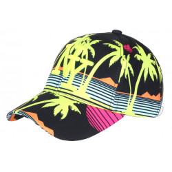 Casquette Enfant Jaune Fluo Noire Palmiers NY Tropicale Copaka 7 a 12 ans Casquette Enfant Hip Hop Honour