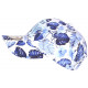 Casquette NY Blanche Fleurs Bleues Exotiques Fantaisies Baseball Bali CASQUETTES Hip Hop Honour