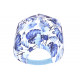 Casquette Enfant Blanche Fleurs Bleues Tropicales Baseball NY Bali 7 a 12 ans Casquette Enfant Hip Hop Honour