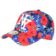 Casquette Enfant Bleue Fleurs Rouges Tropicales NY Phuket de 7 a 12 ans Casquette Enfant Hip Hop Honour