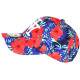 Casquette Enfant Bleue Fleurs Rouges Tropicales NY Phuket de 7 a 12 ans Casquette Enfant Hip Hop Honour