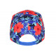 Casquette Enfant Bleue Fleurs Rouges Tropicales NY Phuket de 7 a 12 ans Casquette Enfant Hip Hop Honour