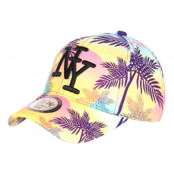 Casquette NY Jaune et Violette Palmiers Look Tropical Copaka Baseball CASQUETTES Hip Hop Honour