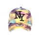 Casquette NY Jaune et Violette Palmiers Look Tropical Copaka Baseball CASQUETTES Hip Hop Honour