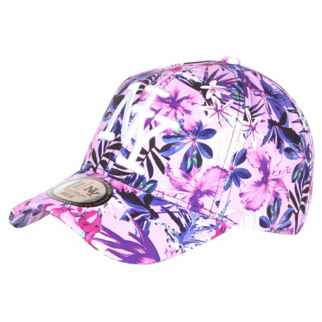 Casquette NY Violette Fleurs Exotiques Tropicale Baseball Bali CASQUETTES Hip Hop Honour