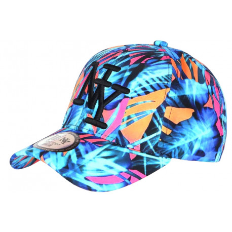 Casquette Enfant Bleue et Orange Palmiers NY Baseball Bora 7 a 12 ans Casquette Enfant Hip Hop Honour