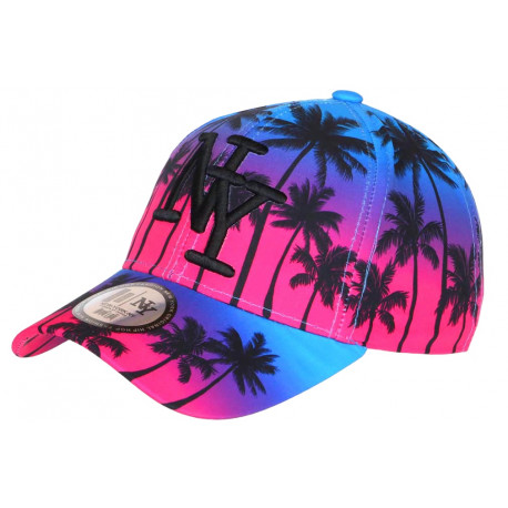 Casquette NY Rose et Bleue Palmiers Print Tropical Bora Baseball CASQUETTES Hip Hop Honour