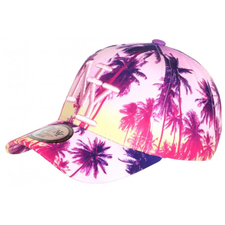 Casquette NY Violette Tropicale Palmiers Tendance Bora Baseball CASQUETTES Hip Hop Honour