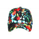 Casquette NY Rouge et Noire Fleurs Tropicales Baseball Bali CASQUETTES Hip Hop Honour