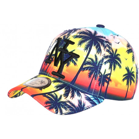 Casquette NY Jaune et Orange Palmiers Tropicale Bora Baseball CASQUETTES Hip Hop Honour