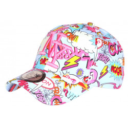 Casquette Enfant Rose et Bleue Print Comics Boum NY 7 a 11 ans Casquette Enfant Hip Hop Honour