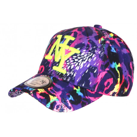 Casquette NY Leopard Rose et Jaune Fluo Streetwear Baseball CASQUETTES Hip Hop Honour