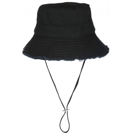 Chapeau Bob Noir en Coton Prestige Urban avec Ficelle Myxjack BOB Nyls Création