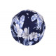 Casquette Beret Fleurs Bleues et Grises Tropicales en Coton CASQUETTES Nyls Création