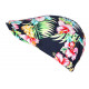 Casquette Beret Fleurs Rouges et Bleues Tropicales en Coton CASQUETTES Nyls Création