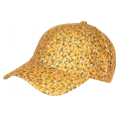 Casquette Jaune Fleurs Bleues Ete tendance Sefyk CASQUETTES Nyls Création