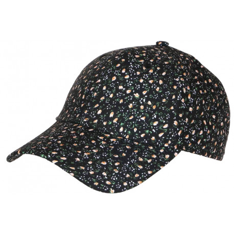 Casquette Noire Fleurs Oranges Ete tendance Sefyk CASQUETTES Nyls Création