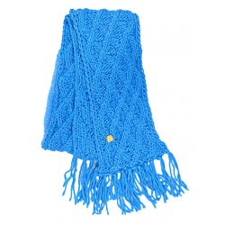 Echarpe Turquoise Tricot losanges avec Franges Turquoise ANCIENNES COLLECTIONS divers