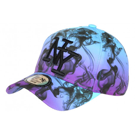 Casquette NY Bleue et Violette Streetwear City Baseball Smoky CASQUETTES Hip Hop Honour