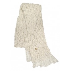 Echarpe Laine écru Tricot losanges avec franges Beige ANCIENNES COLLECTIONS divers