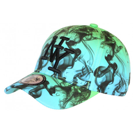 Casquette NY Turquoise et Noire Streetwear City Baseball Smoky CASQUETTES Hip Hop Honour