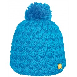 Bonnet Enfant droit tricot croisé + pompon Bleu ANCIENNES COLLECTIONS divers