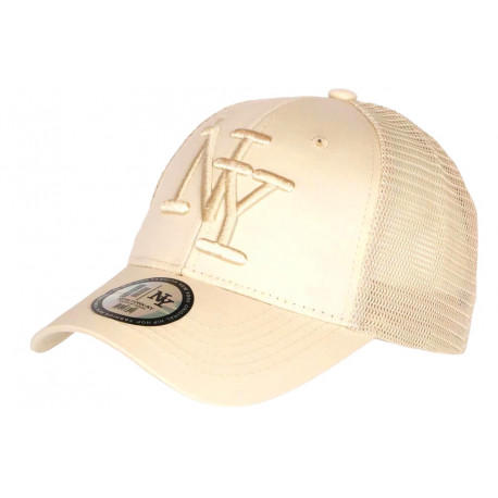 Casquette NY Filet Beige Trucker Baseball Tendance Gybz CASQUETTES Hip Hop Honour