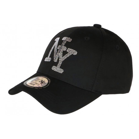 Casquette NY Paillettes Argent et Noire Fashion Basebal Stazky CASQUETTES Hip Hop Honour