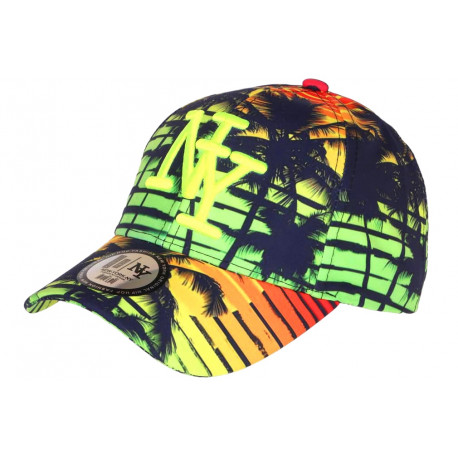 Casquette NY Jaune Fluo et Verte Palmiers Tropicale Bora Baseball CASQUETTES Hip Hop Honour