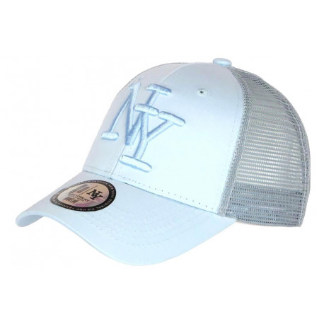 Casquette NY Filet Bleu Clair Trucker Baseball Tendance Gybz CASQUETTES Hip Hop Honour