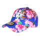 Casquette NY Bleue et Rose Fleurs Tropicales Baseball Hawai CASQUETTES Hip Hop Honour