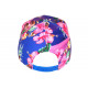 Casquette NY Bleue et Rose Fleurs Tropicales Baseball Hawai CASQUETTES Hip Hop Honour