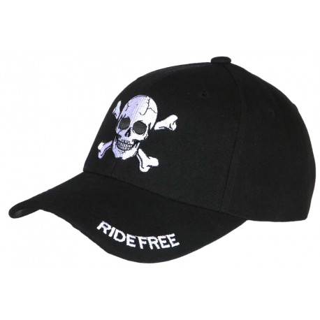 Casquette Tete de Mort Ride Free Noire Biker Baseball Motard CASQUETTES Nyls Création