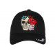 Casquette Tete de Mort et Rose La Muerte Biker Baseball Motard CASQUETTES Nyls Création