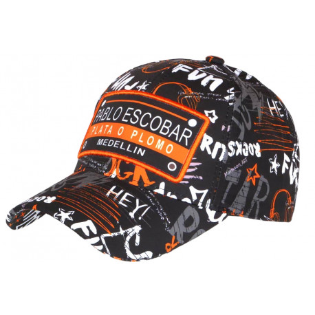 Casquette Plata o Plomo Pablo Escobar Orange et Noire Medellin Baseball CASQUETTES SKR