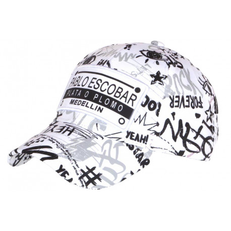 Casquette Plata o Plomo Pablo Escobar Blanche et Noire Medellin Baseball CASQUETTES SKR