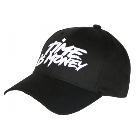 Casquette Time Is Money Blanche et Noire Fashion en Coton Baseball CASQUETTES Nyls Création