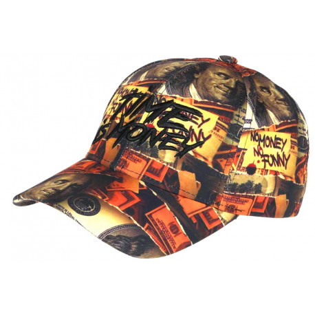 Casquette Time Is Money Orange Streetwear Originale Billets de Banque CASQUETTES Nyls Création