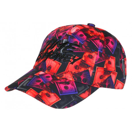 Casquette Time Is Money Rouge Streetwear Originale Billets de Banque CASQUETTES Nyls Création