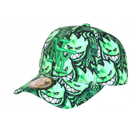 Casquette Enfant Verte Print Original Diablotins Fire NY 7 a 11 ans Casquette Enfant Hip Hop Honour